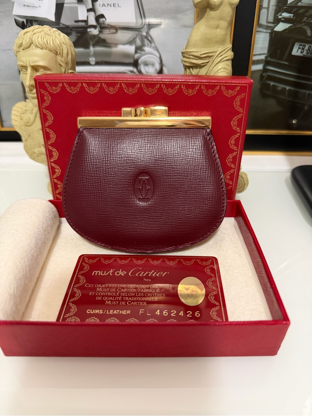 Brand new Cartier Burgundy Leather Coin Purse with box & authenticity card.